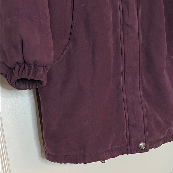 Worthington Plum Fox Fur Trim Hooded Winter Puffer Jacket - Size Medium - Picture 9 of 16